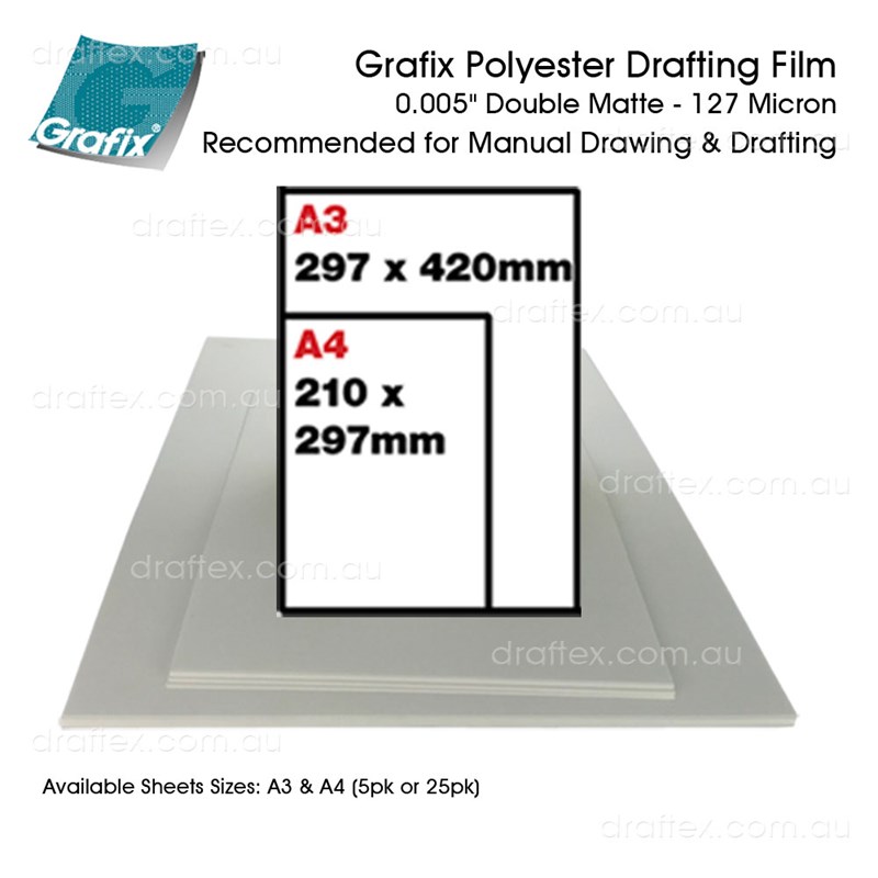 Film005axxx Grafix Polyester Drafting Film 005 127 Micron For Manual Drawing Available In Cut Sheets A3 A4