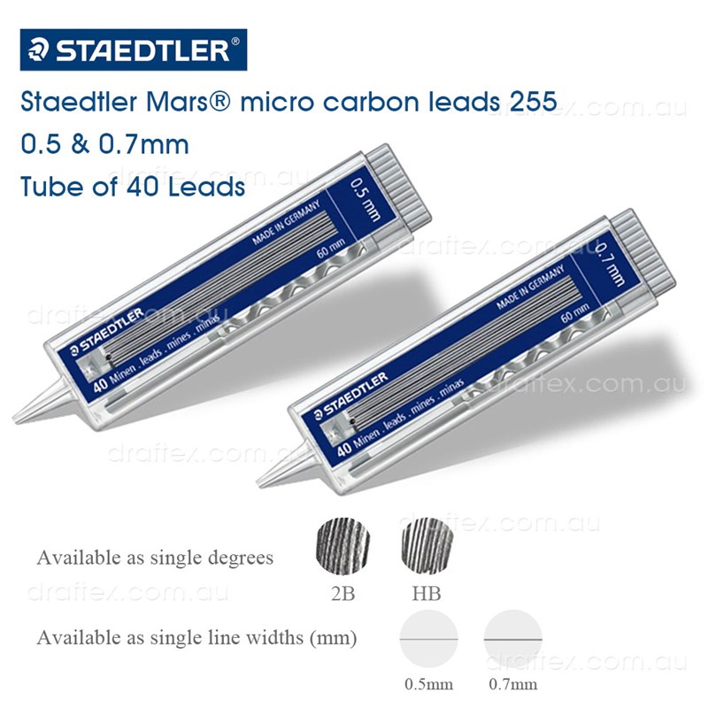 25505Pk40xx 22507Pk40xx Mars Micro Carbon Leads For Mechanical Pencils Bulk 40 Lead Packs