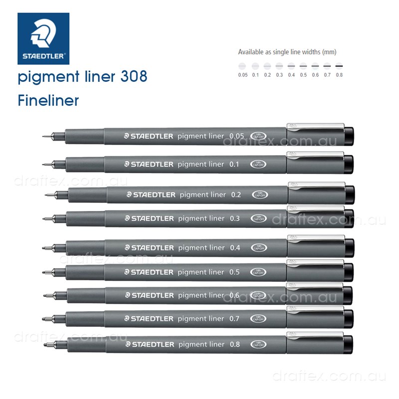 308 Staedtler Pigment Liner Fineliner Pens 9 Line Widths