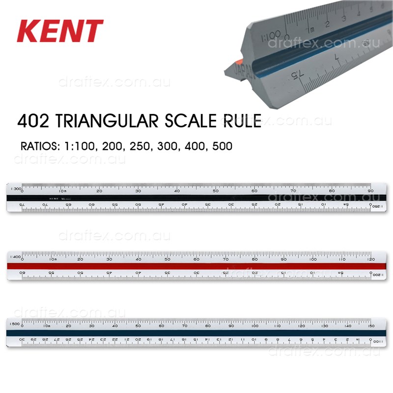 402 Kent Triangular Scale Ruler Ratios 1 To 100 200 250 300 400 500