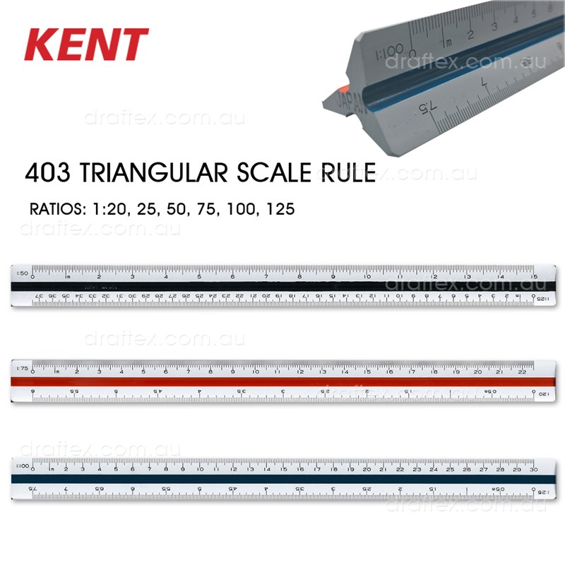 403 Kent Triangular Scale Ruler Ratios 1 To 20 25 50 75 100 125