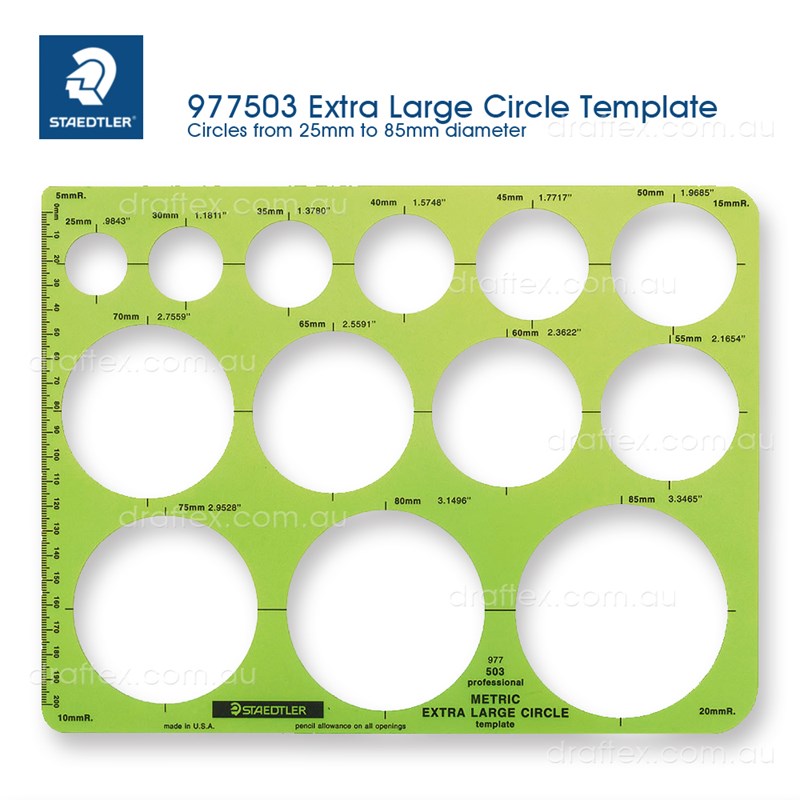 977503 Staedtler Mars Extra Large Circle Template25 To 85Mm Diameter