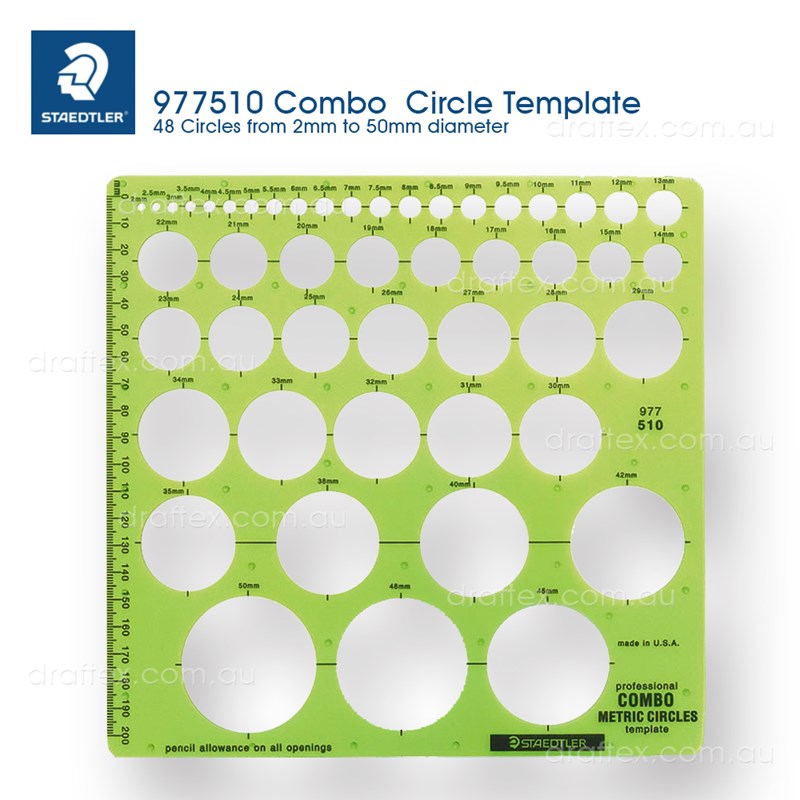 977510 Staedtler Mars Combo Circle Template 48 Circles 2 To 50Mm