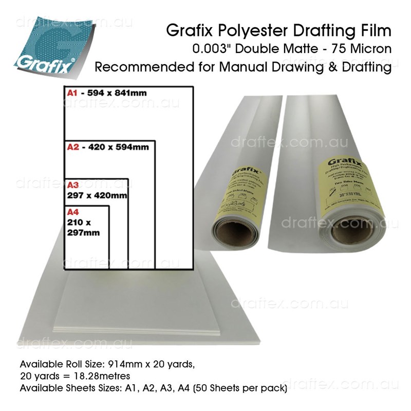 Film003xxx Grafix Polyester Drafting Film 75 Micron For Manual Drawing Available In Rolls And Cut Sheets