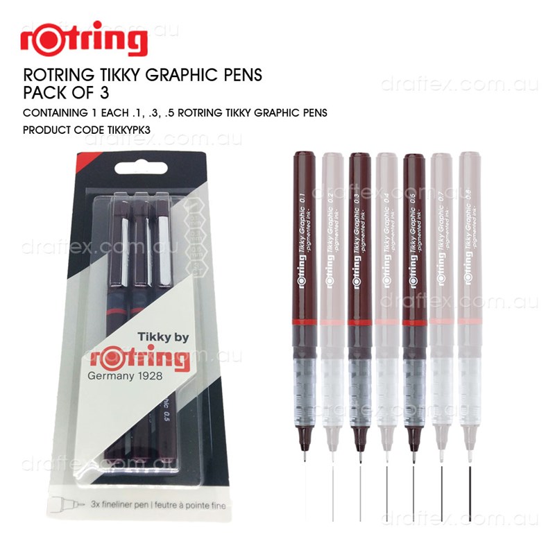 Tikkypk3 Rotring Tikky Graphic Pen Pack Of 3 Line Widths