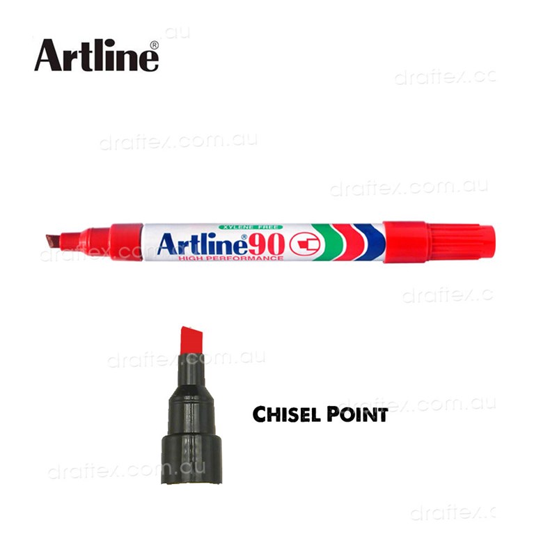 Artline 90 Red Chisel Tip Marker