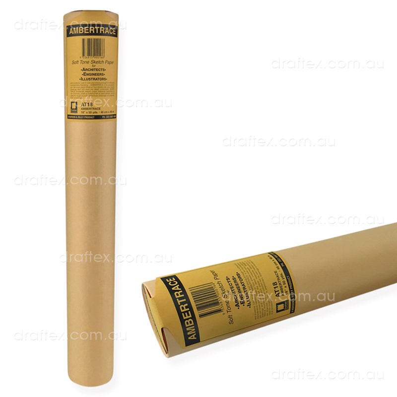 At18 Draftex Ambertrace Soft Tone Sketch Paper 27Gsm Roll 18Inch X 50 Yards