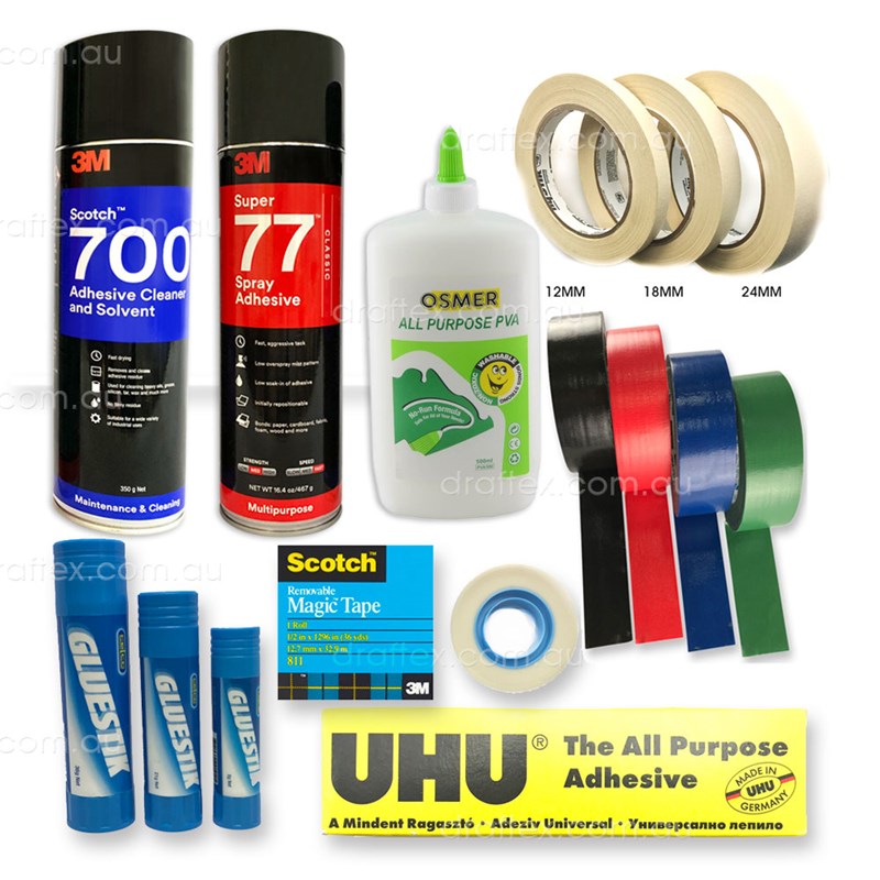 Collection Adhesives Solvent Cleaner  Tapes