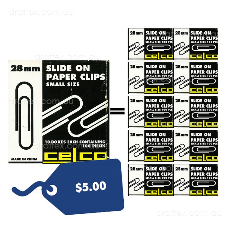 Cpc28mmbx1000 Celco Paper Clips 28Mm Length Box Of 1000