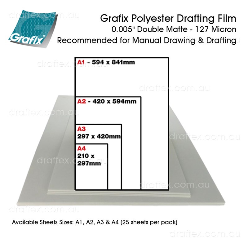 Film005axpk25 Grafix Polyester Drafting Film 005 127 Micron For Manual Drawing Available In Cut Sheets