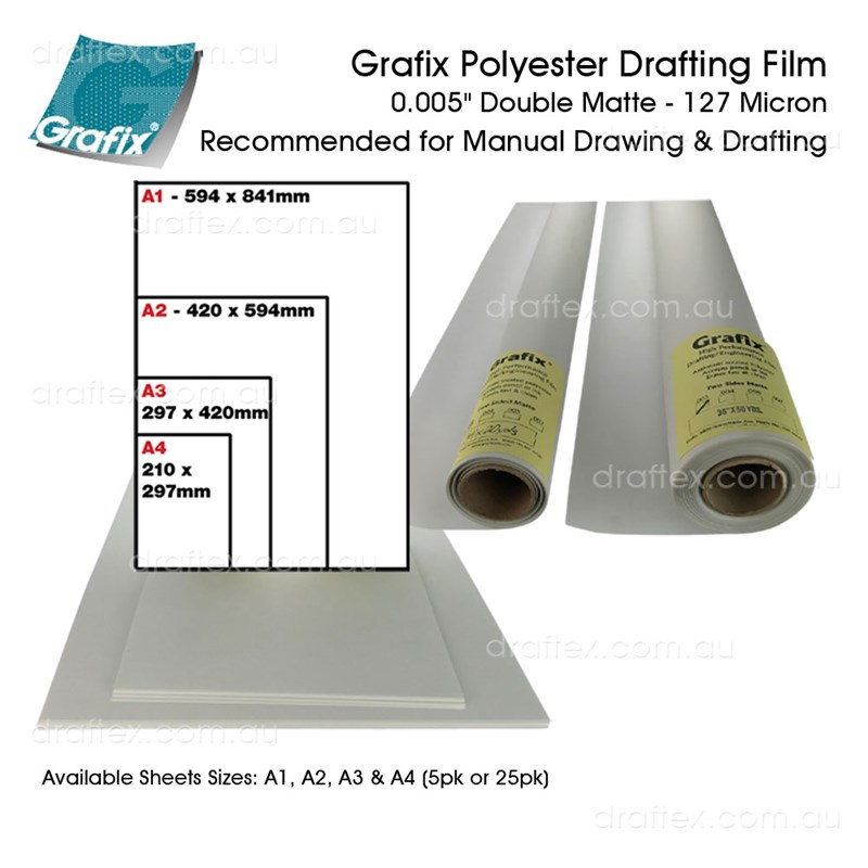 Film005axxx Grafix Polyester Drafting Film 005 127 Micron For Manual Drawing Available In Cut Sheets