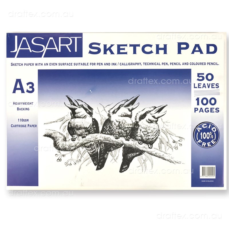 Jasarta3 Jasart Sketch Pad 50 A3 Sheets 100Gsm Cartridge Paper