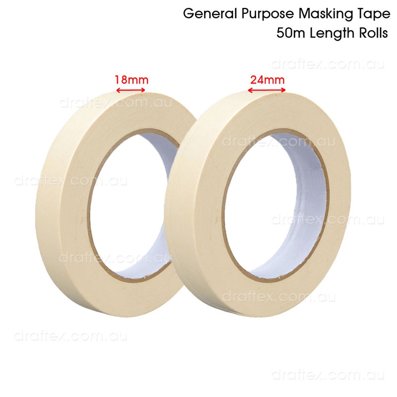 Maskxx General Purpose Masking Tape 50M Length Rolls Available In Widths 18Mm 24Mm