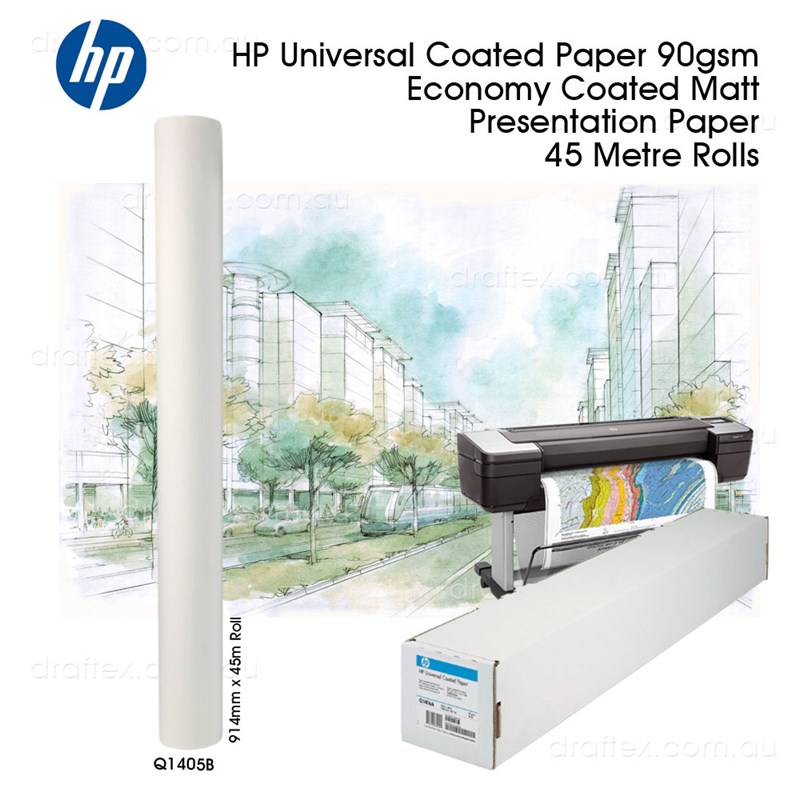 Q1404b Hp Universal 90Gsm Economy Coated Paper 914Mm Width 45 Metres For Hi Resolution Colour Printing