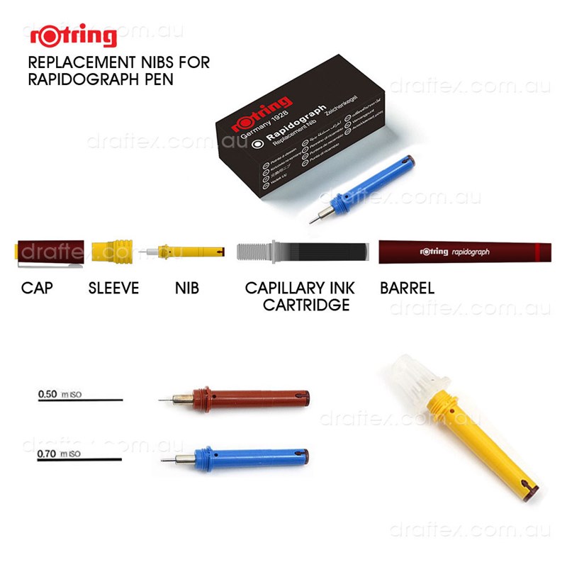 Rapnibxx Rotring Replacement Nibs For Rapidograph Technical Pens Available Sizes 50 70Mm