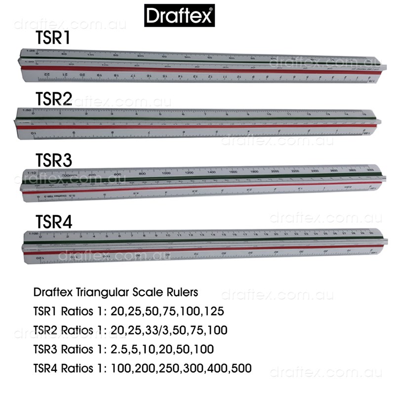 Tsr Draftex Triangular Scale Rulers Tsr1 Tsr2 Tsr3 Tsr4