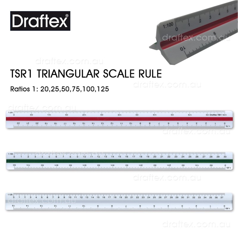 Tsr1 Draftex Triangular Scale Ruler Ratios 1 To 20255075100125