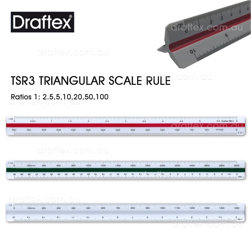 Tsr3 Draftex Triangular Scale Ruler Ratios 1 To 255102050100