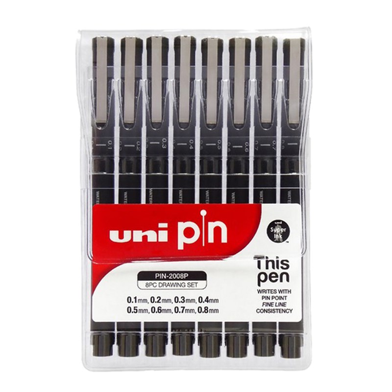 Unipset8 Uni Pin Fine Liner Pen 8 Piece Set G 