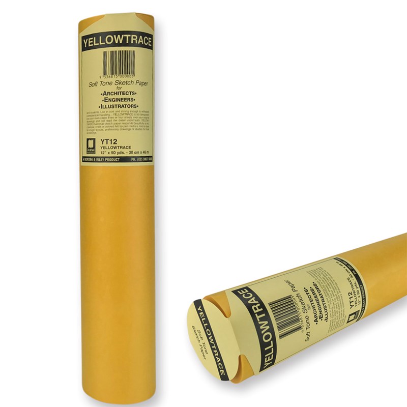 Yt12 Draftex Yellowtrace Soft Tone Sketch Paper 27Gsm 12Inch X 50Yard Roll G