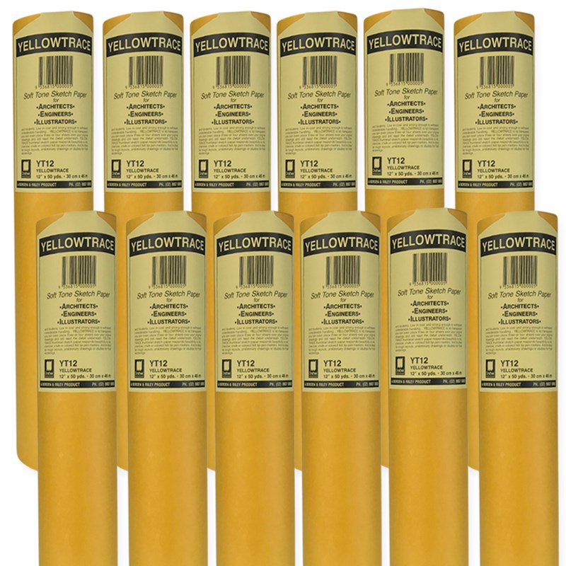 Yt12bx Draftex Yellowtrace Soft Tone Sketch Paper 27Gsm 12Inch X 50Yard Rolls Box Of 12 G